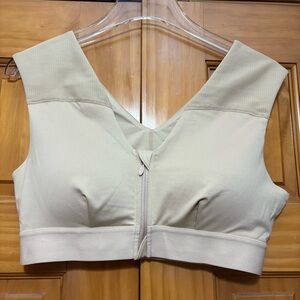 Tommy Copper Seamless Cream Zip-Front Bra EUC